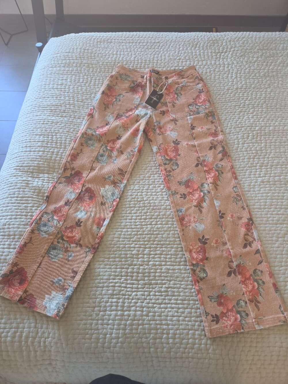 Flamingals Straight Leg Floral Print Jeans